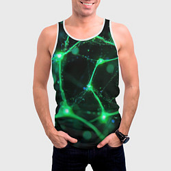 Майка-безрукавка мужская Зеленый нейроны, цвет: 3D-белый — фото 2