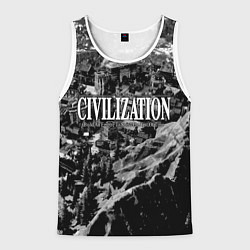 Майка-безрукавка мужская Civilization - global strategy, цвет: 3D-белый