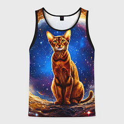 Мужская майка без рукавов Абиссинская кошка в космосе