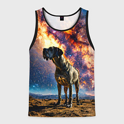 Мужская майка без рукавов Немецкий дог и космическое небо