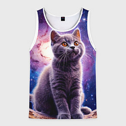 Мужская майка без рукавов Британская короткошёрстная кошка в космосе