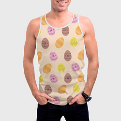 Майка-безрукавка мужская Пасха цветные яйца, цвет: 3D-белый — фото 2