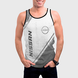 Майка-безрукавка мужская Nissan - white gradient вертикально, цвет: 3D-черный — фото 2