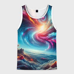 Майка-безрукавка мужская Fantastic neon space landscape - ai art fantasy, цвет: 3D-белый
