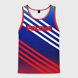 Мужская майка без рукавов Россия на фоне цветов флага