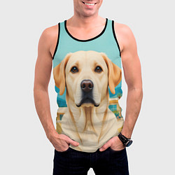 Майка-безрукавка мужская Лето и лабрадор, цвет: 3D-черный — фото 2