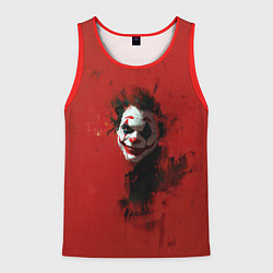 Мужская майка без рукавов Джокер в красном фоне