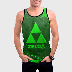 Майка-безрукавка мужская Zelda - green gradient, цвет: 3D-черный — фото 2