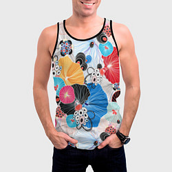 Майка-безрукавка мужская Цветы - абстрактные узоры, цвет: 3D-черный — фото 2