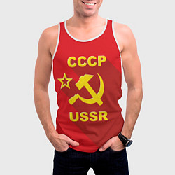 Майка-безрукавка мужская СССР серп и молот, цвет: 3D-белый — фото 2