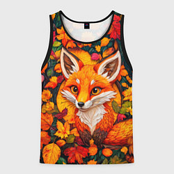 Мужская майка без рукавов Лисенок в осенних листьях