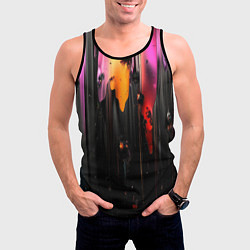 Майка-безрукавка мужская Разноцветная рельефная краска текстура, цвет: 3D-черный — фото 2