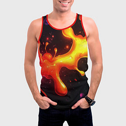 Майка-безрукавка мужская Радужные кляксы на черном фоне, цвет: 3D-красный — фото 2
