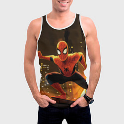 Майка-безрукавка мужская Человек-паук пускает паутину, цвет: 3D-белый — фото 2
