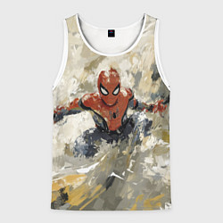 Майка-безрукавка мужская Человек - паук маслом, цвет: 3D-белый