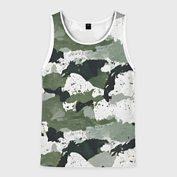Майка-безрукавка мужская Зеленый фактурный камуфляж, цвет: 3D-белый