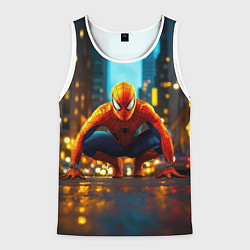 Мужская майка без рукавов Человек паук на старте