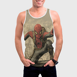 Майка-безрукавка мужская Человек-паук готов спасать мир, цвет: 3D-белый — фото 2