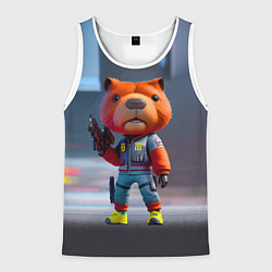 Мужская майка без рукавов Крутой капибара с пистолетом - киберпанк фантазия