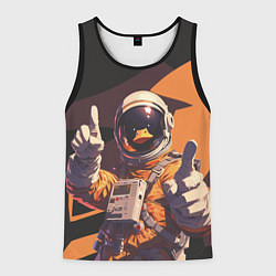 Майка-безрукавка мужская Птичий астронавт, цвет: 3D-черный