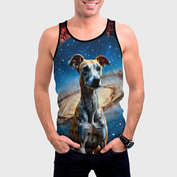 Майка-безрукавка мужская Уиппет в космосе, цвет: 3D-черный — фото 2