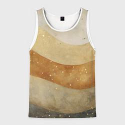 Майка-безрукавка мужская Бежево-золотые полосы с блестками, цвет: 3D-белый