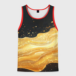 Майка-безрукавка мужская Золотистая материя на черном фоне, цвет: 3D-красный