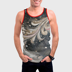 Майка-безрукавка мужская Бежевый объемный узор, цвет: 3D-красный — фото 2