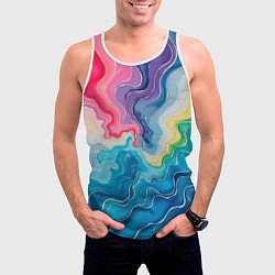 Майка-безрукавка мужская Абстрактные волны в мраморном стиле, цвет: 3D-белый — фото 2