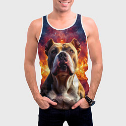 Майка-безрукавка мужская Американский булль в космосе, цвет: 3D-белый — фото 2
