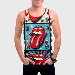 Майка-безрукавка мужская Rolling Stones logo - pop art, цвет: 3D-красный — фото 2