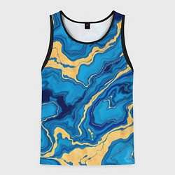 Майка-безрукавка мужская Синий мрамор с золотом, цвет: 3D-черный