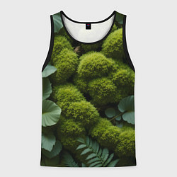 Майка-безрукавка мужская Зеленый мох и листья, цвет: 3D-черный