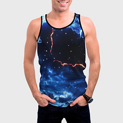 Майка-безрукавка мужская Звезды и молнии в разломе плит, цвет: 3D-черный — фото 2