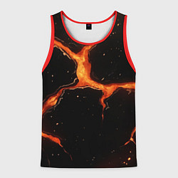 Майка-безрукавка мужская Оранжевый разлом на черной текстуре, цвет: 3D-красный