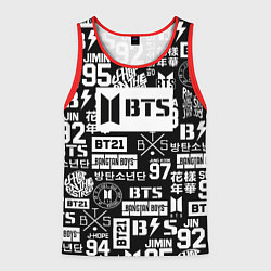 Майка-безрукавка мужская Bangtan Boys pattern black, цвет: 3D-красный