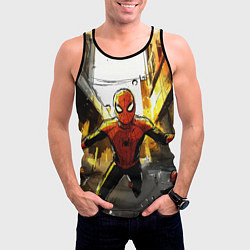 Майка-безрукавка мужская Бегущий человек - паук, цвет: 3D-черный — фото 2