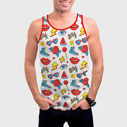 Майка-безрукавка мужская Паттерн с яркими молодежными стикерами, цвет: 3D-красный — фото 2