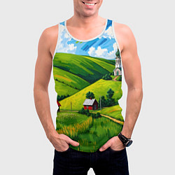 Майка-безрукавка мужская Русская деревенька, цвет: 3D-белый — фото 2