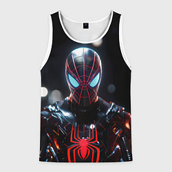 Майка-безрукавка мужская Спайдер-мен в мото костюме, цвет: 3D-белый