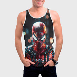 Майка-безрукавка мужская Человек-паук и вспышки света, цвет: 3D-белый — фото 2