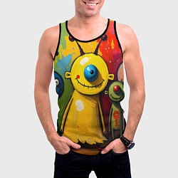 Майка-безрукавка мужская Арт с человечками, цвет: 3D-черный — фото 2