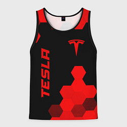 Мужская майка без рукавов Tesla - red gradient вертикально