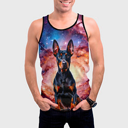 Майка-безрукавка мужская Доберман в космосе, цвет: 3D-черный — фото 2