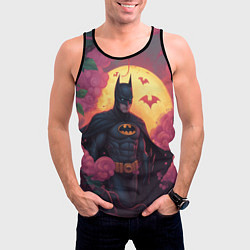 Майка-безрукавка мужская Бэтмен и дерево с цветами, цвет: 3D-черный — фото 2