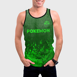 Майка-безрукавка мужская Pokemon - green gradient посередине, цвет: 3D-черный — фото 2