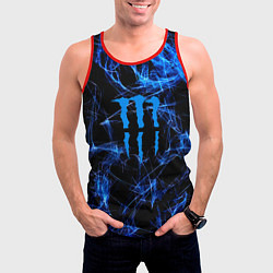Майка-безрукавка мужская Monster energy искры дымы, цвет: 3D-красный — фото 2