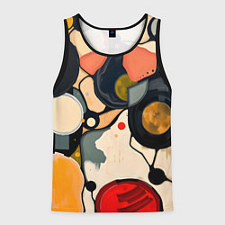 Майка-безрукавка мужская Абстракция с кругами и краской, цвет: 3D-черный