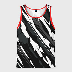 Майка-безрукавка мужская Разводы белым на черном, цвет: 3D-красный