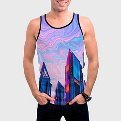 Майка-безрукавка мужская Абстракция с небоскребами, цвет: 3D-черный — фото 2